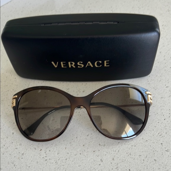 Versace Accessories - Versace Brown Cat Eye Sunglasses with Gold Accents